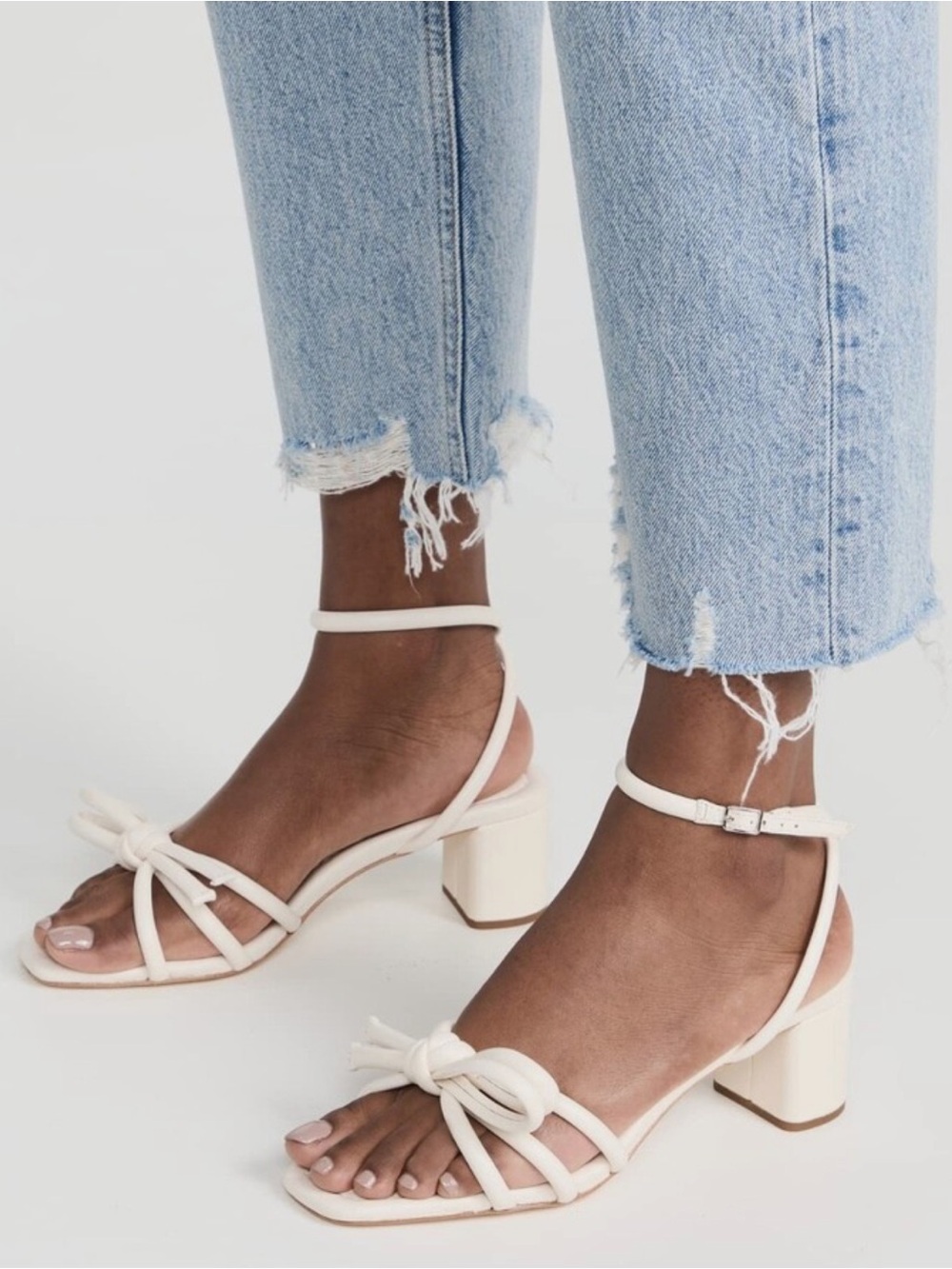 Loeffler Randall Mikel Bow Mid−Heel Sandals Size 8.5 Shoes